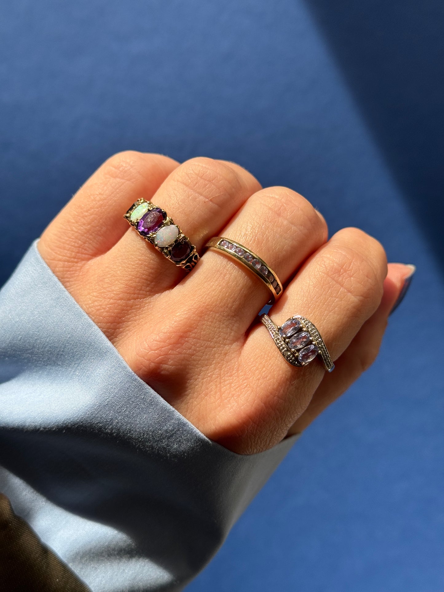 9ct opal & amethist ring