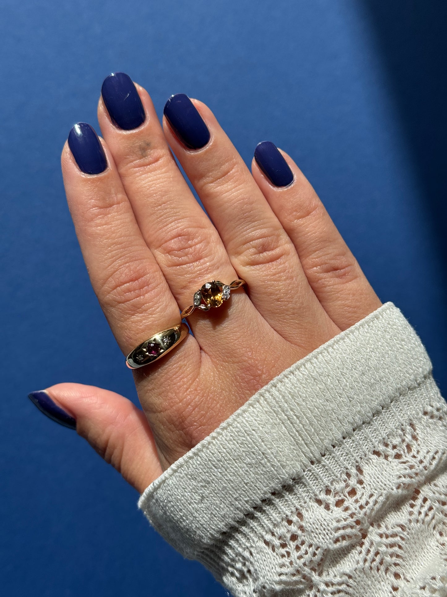 10ct citrine & diamond ring