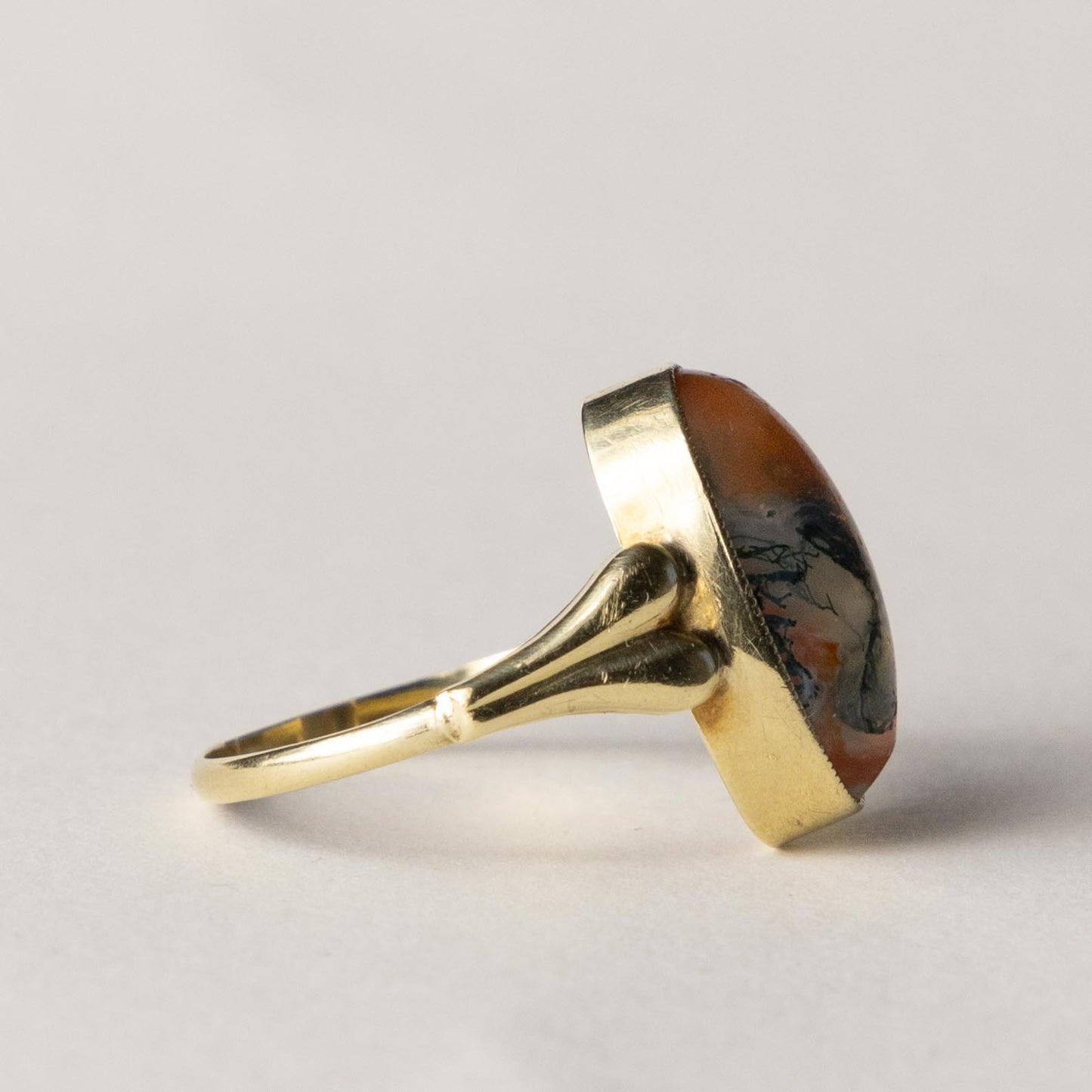 14ct moss agate ring