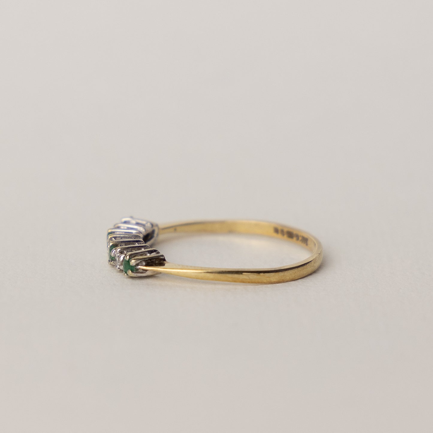 9 carat gold half eternity diamond emerald