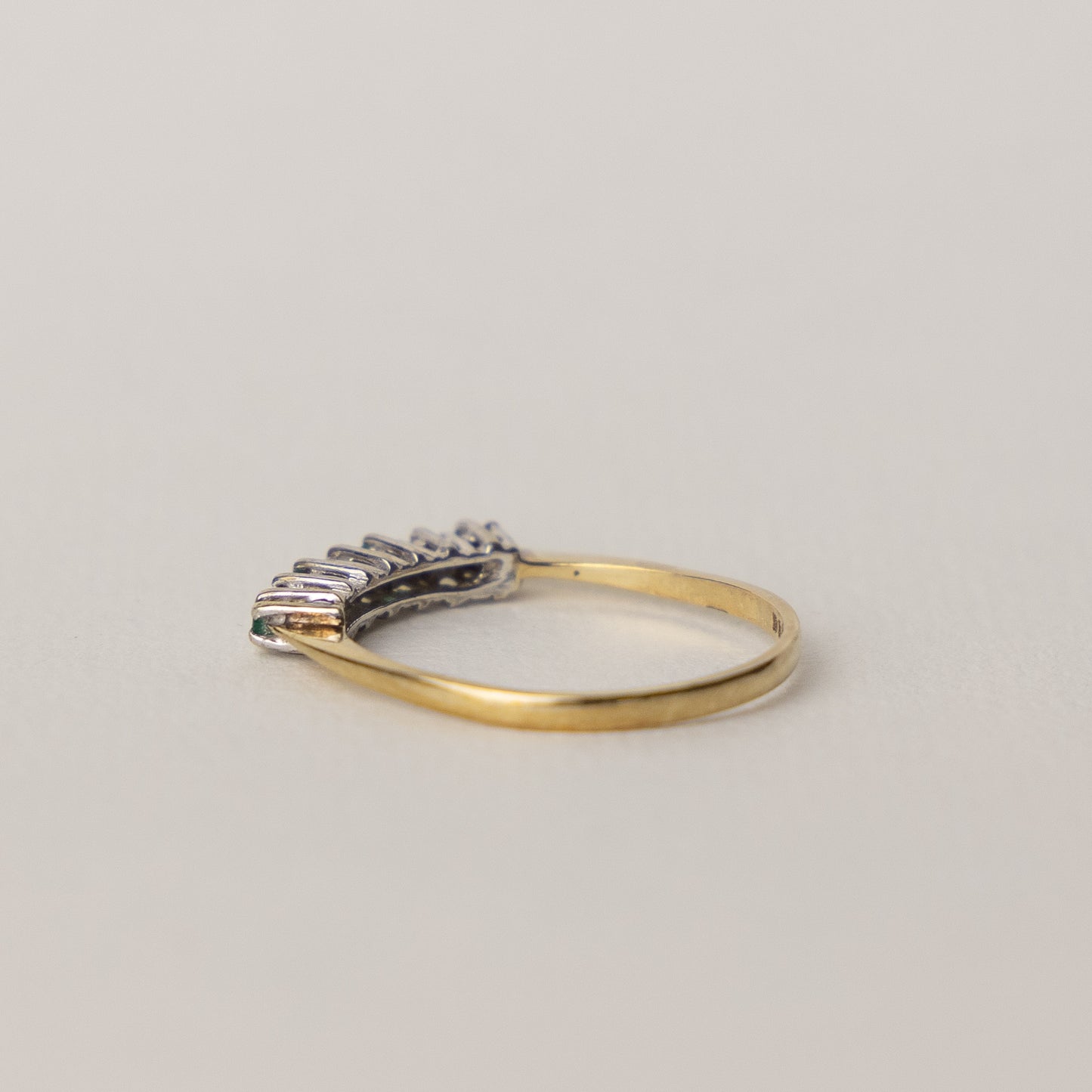 9 carat gold half eternity diamond emerald