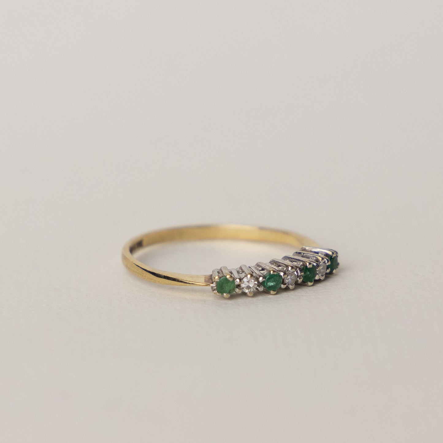 9 carat gold half eternity diamond emerald