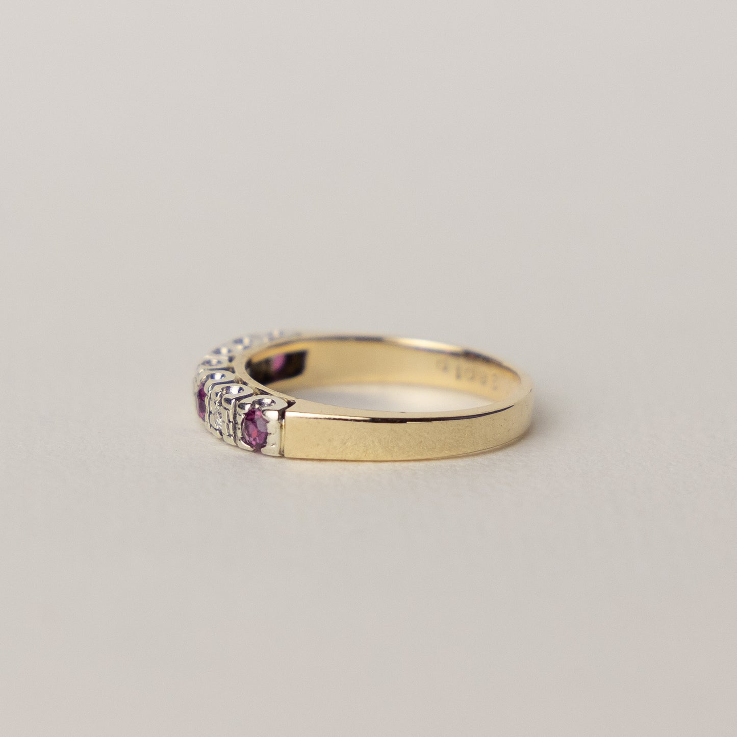9 carat gold ruby diamond half eternity