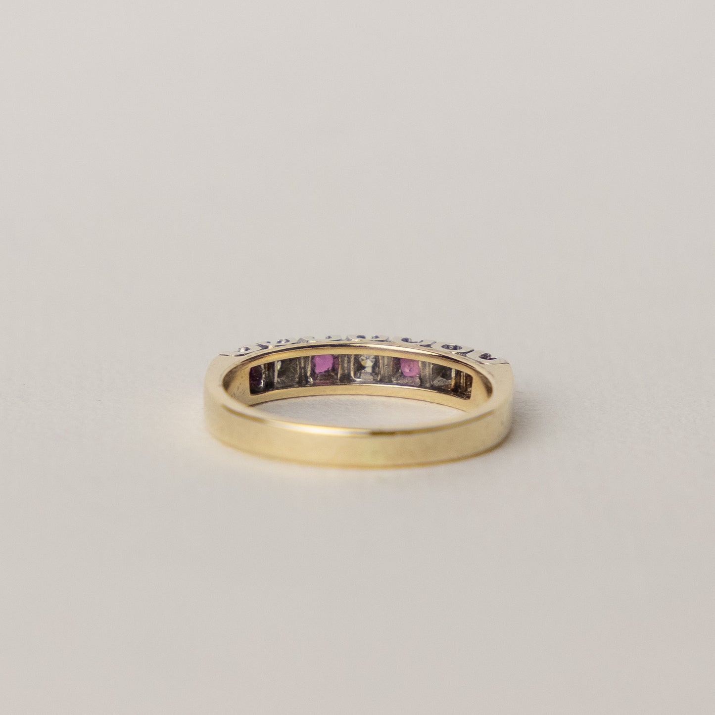 9 carat gold ruby diamond half eternity