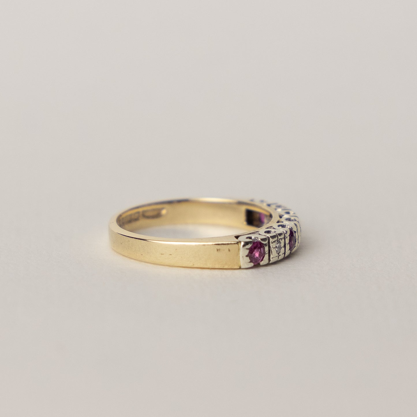 9 carat gold ruby diamond half eternity