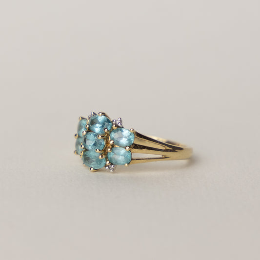 9 karaat gouden topaas diamanten ring