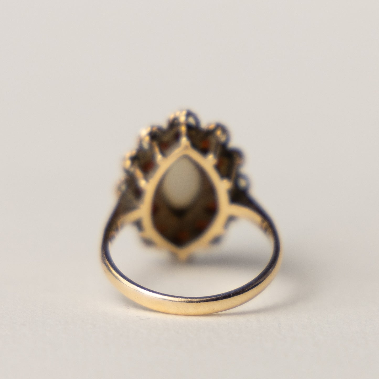 9 carat opal marquise garnet ring