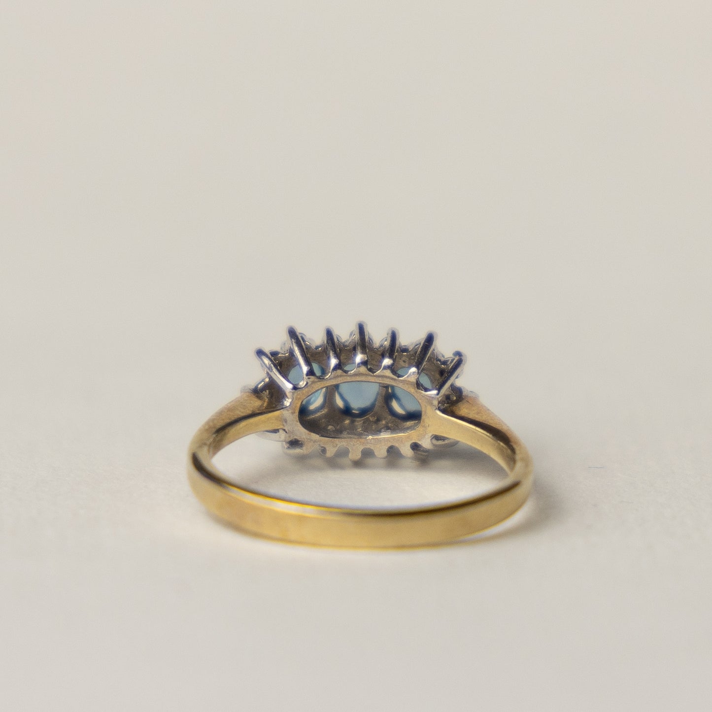 9 carat trilogy cluster topaz and diamond ring