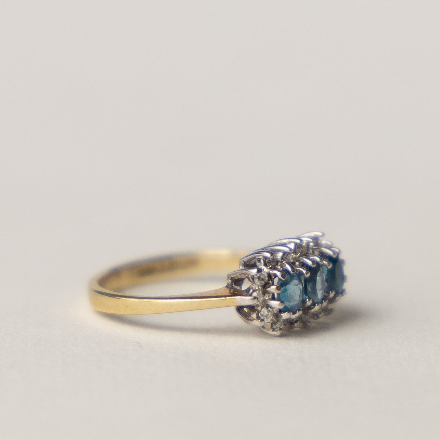 9 carat trilogy cluster topaz and diamond ring