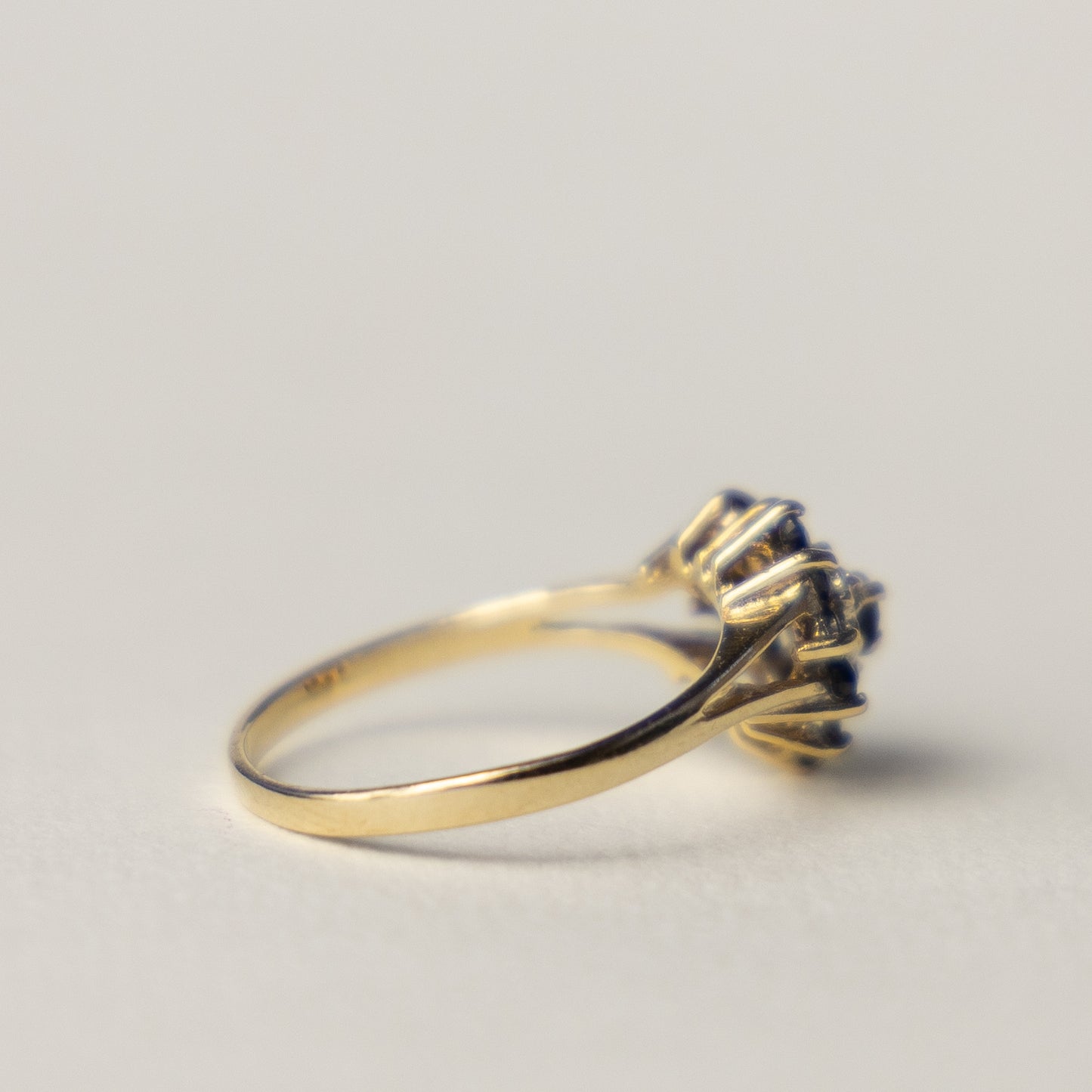 9 carat heart cluster diamond and sapphire