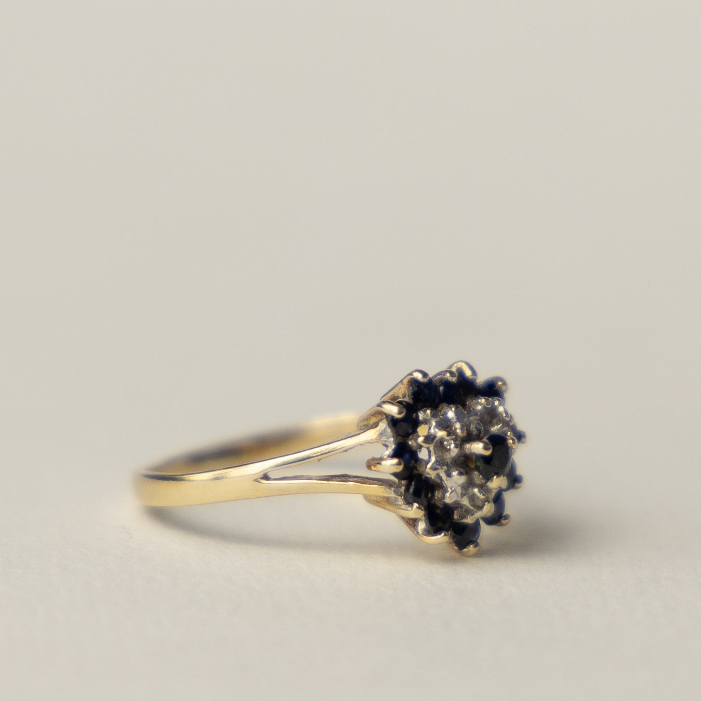 9 carat heart cluster diamond and sapphire