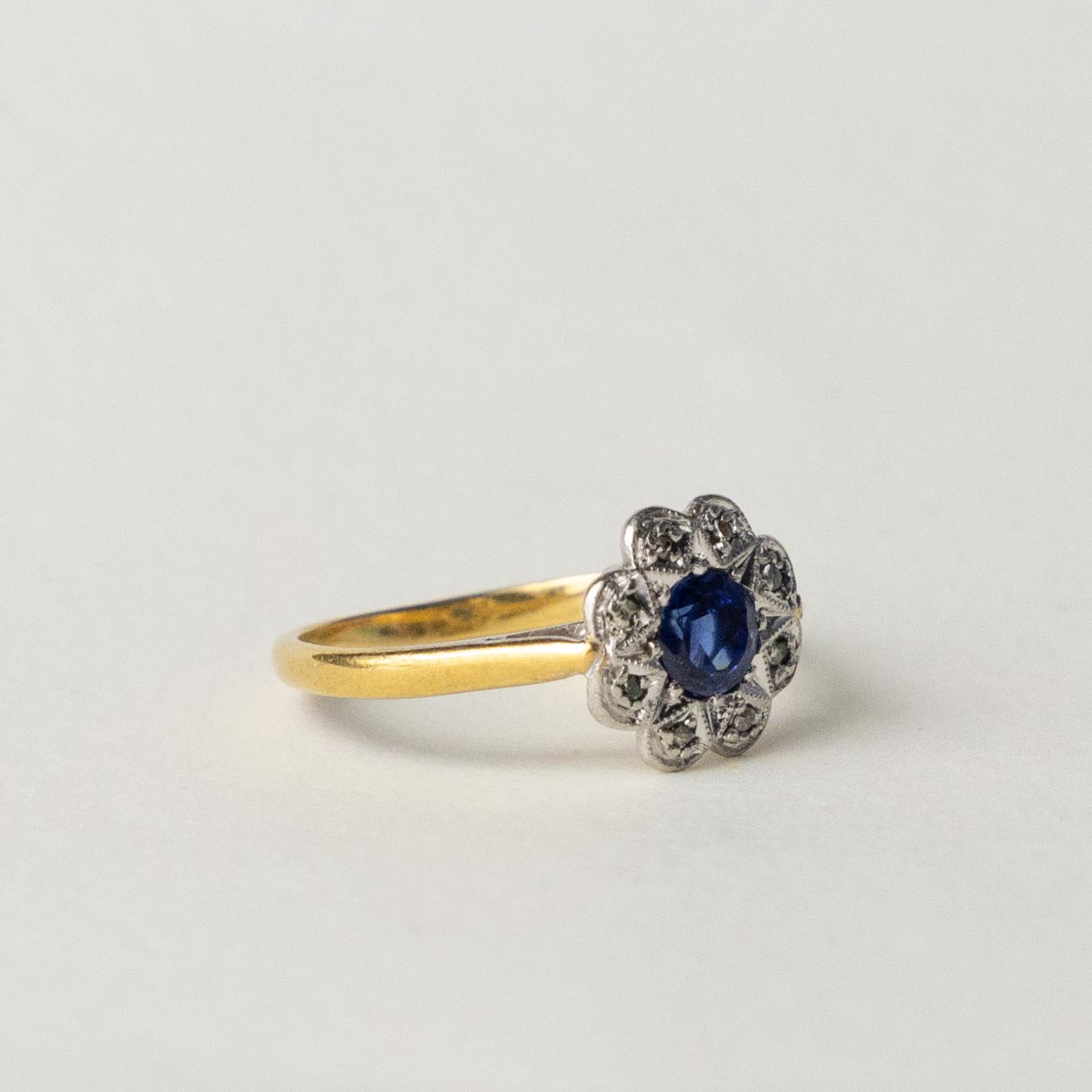 14ct Edwardian sapphire & diamond cluster