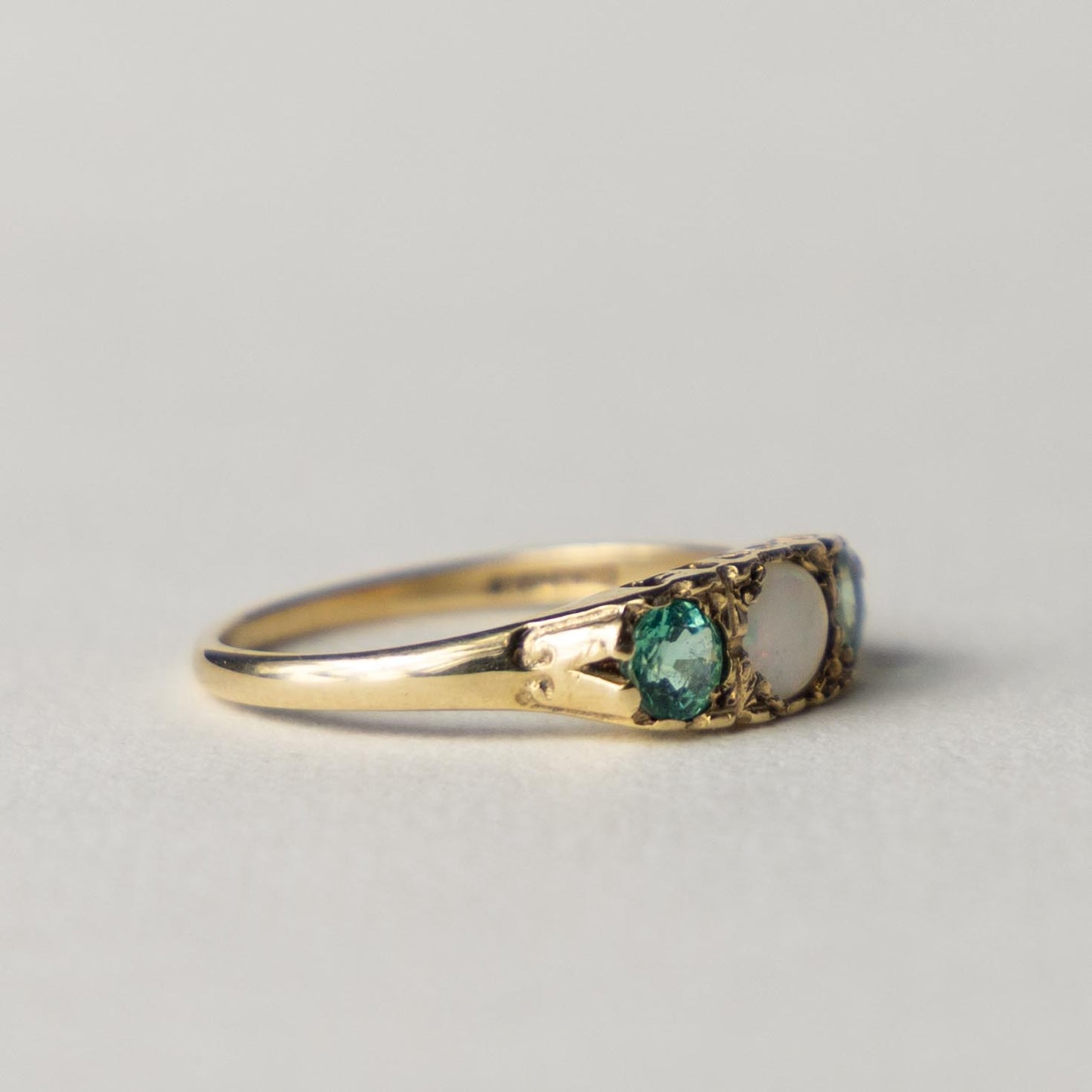9ct ‘WITH LOVE’ opal & emerald trilogy