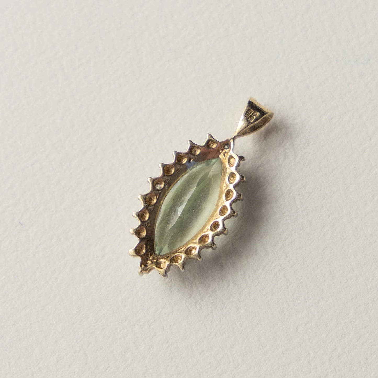 9ct prasiolite & diamond pendant