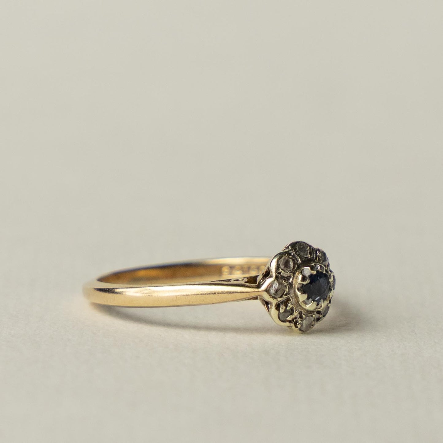 9ct tanzanite & diamond flower cluster ring