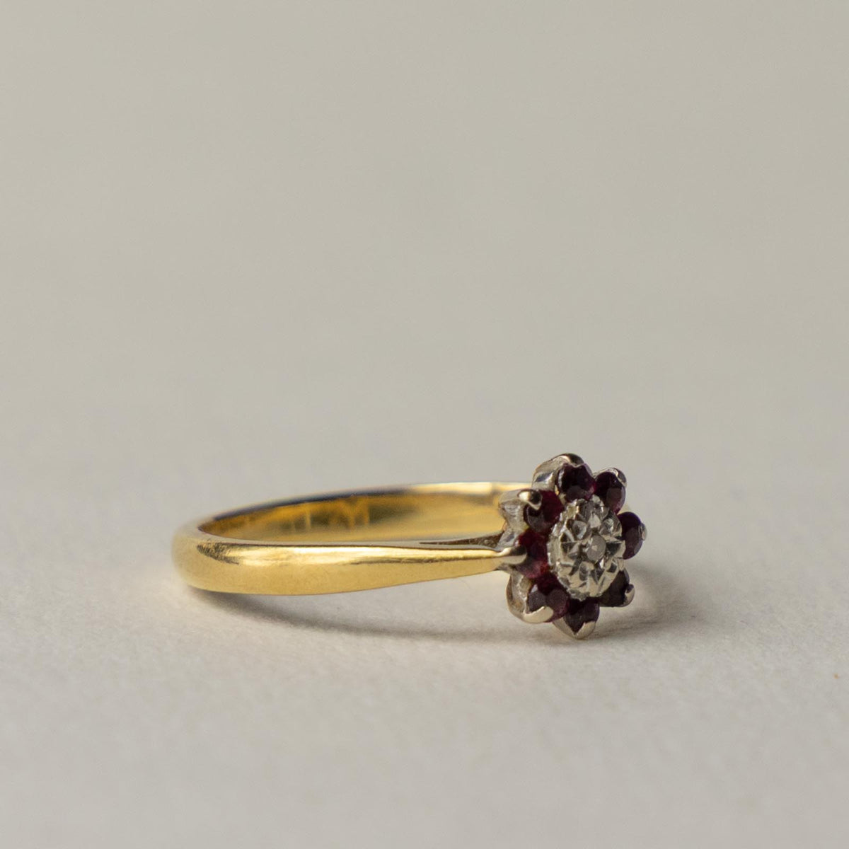 18ct ruby & diamond flower cluster