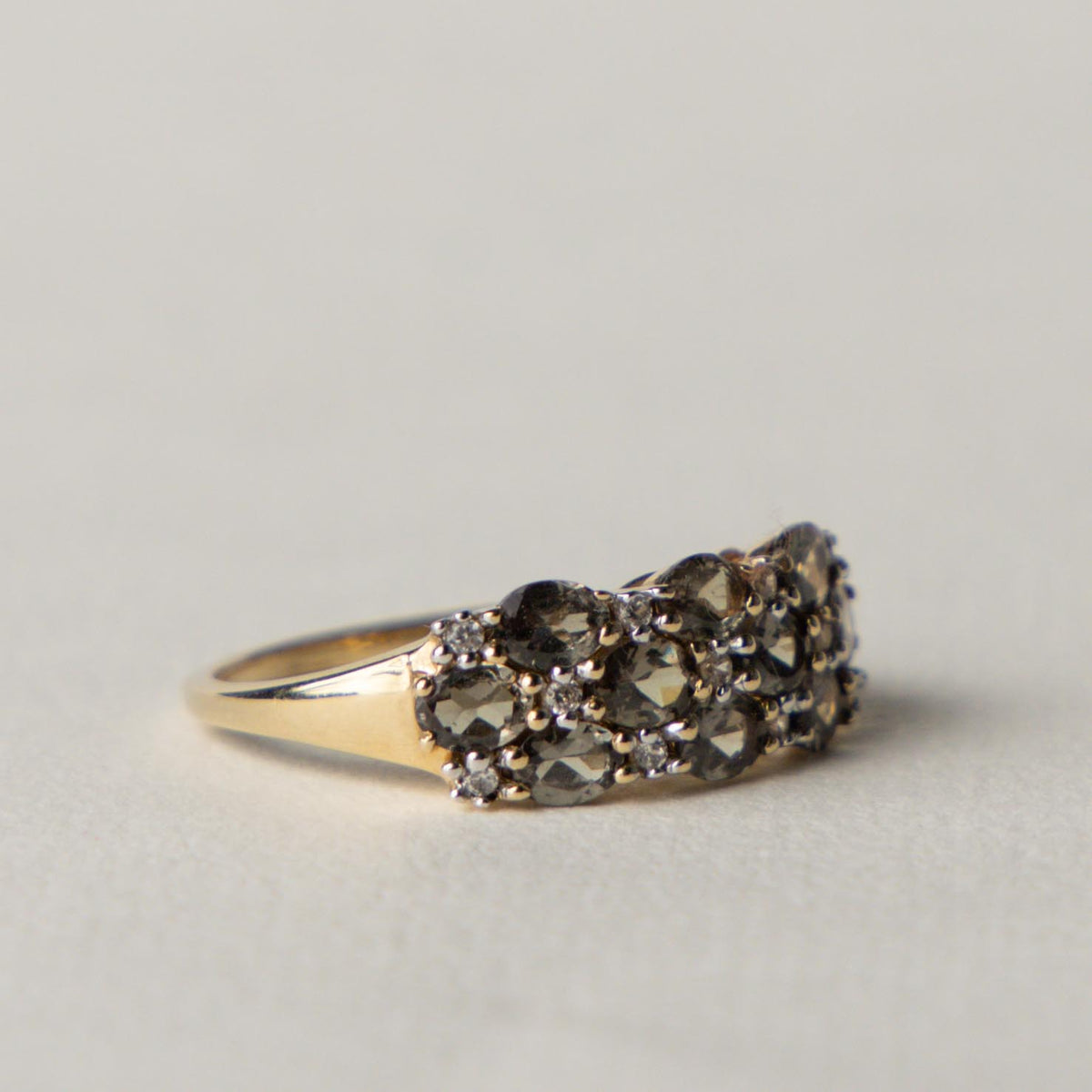 9ct andasulite & diamond cluster ring