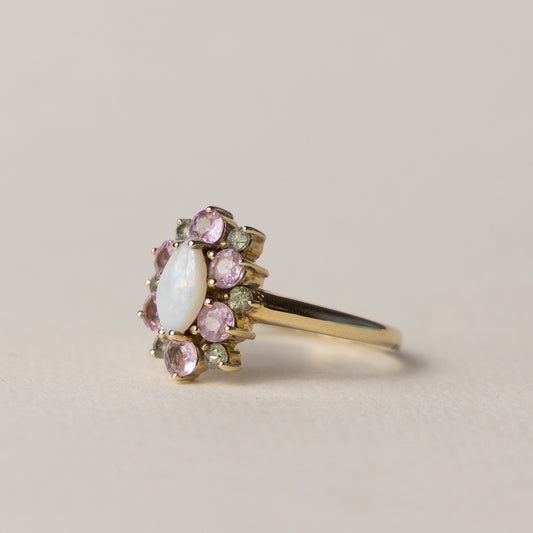 9 carat opal peridot topaz cluster ring