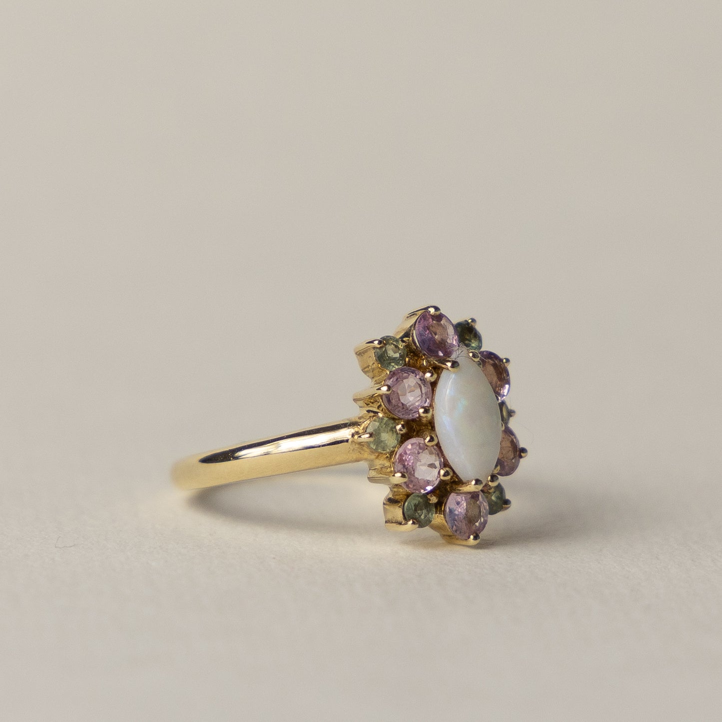 9 carat opal peridot topaz cluster ring