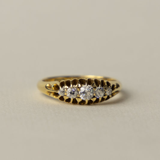 antique 18 carat Edwardian diamond boat ring