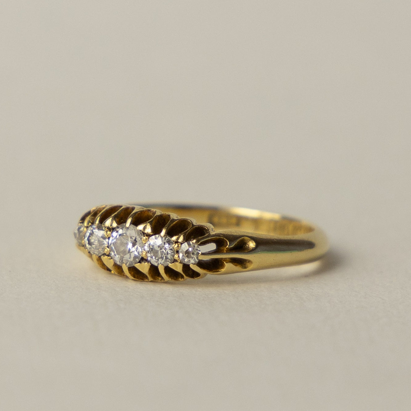 antique 18 carat Edwardian diamond boat ring