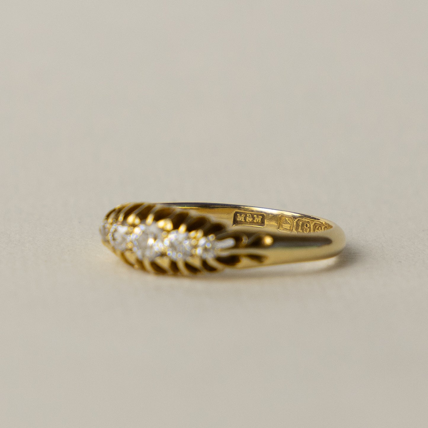 antique 18 carat Edwardian diamond boat ring