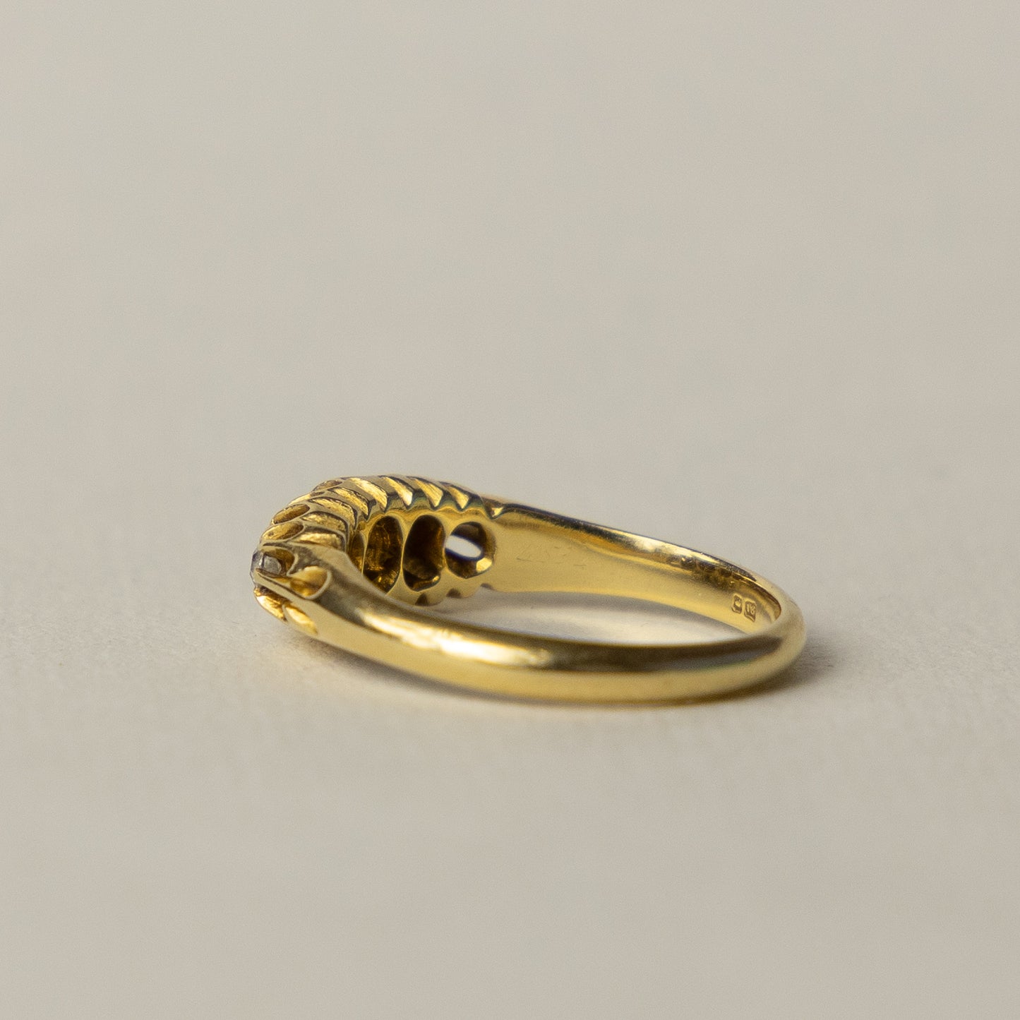 antique 18 carat Edwardian diamond boat ring