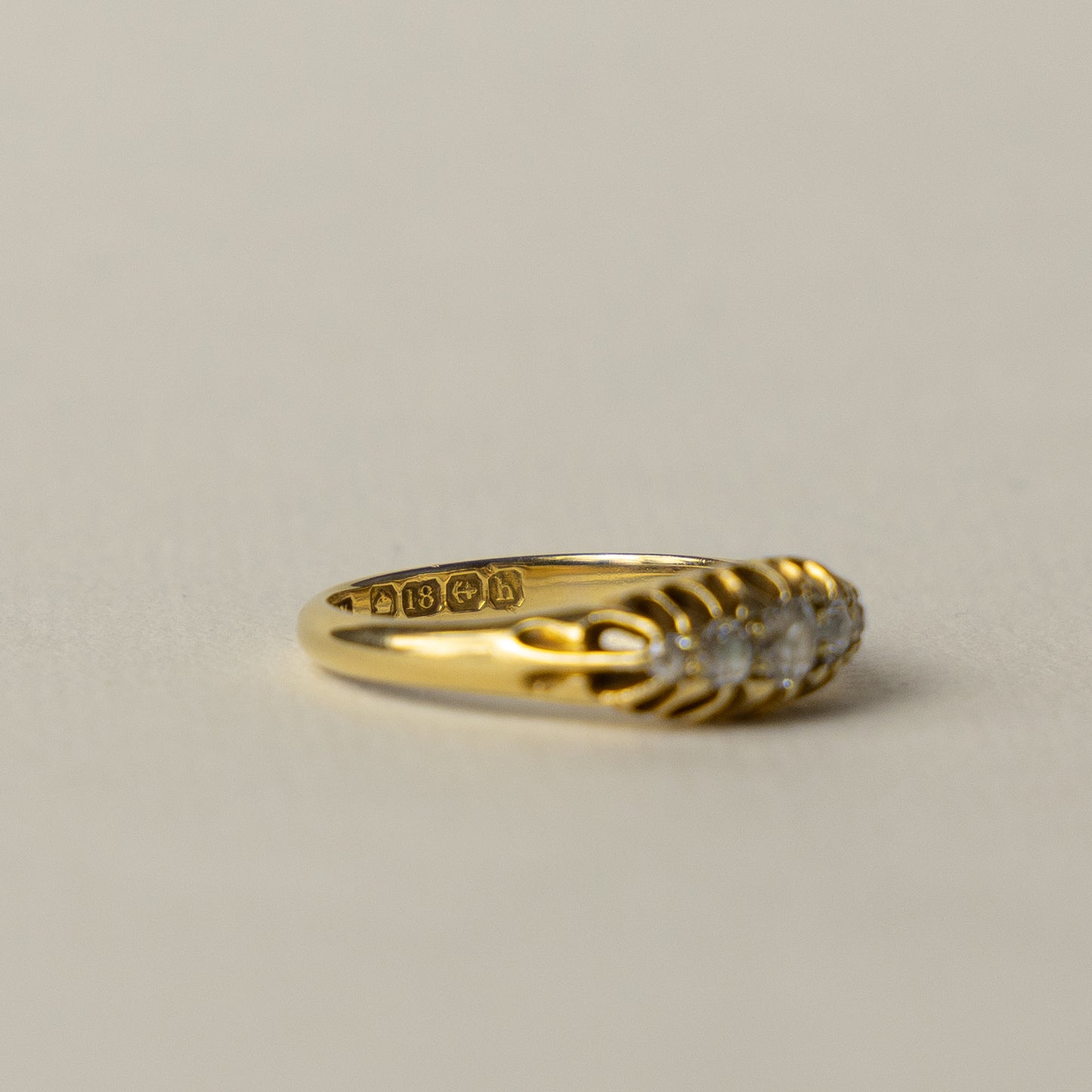 antique 18 carat Edwardian diamond boat ring