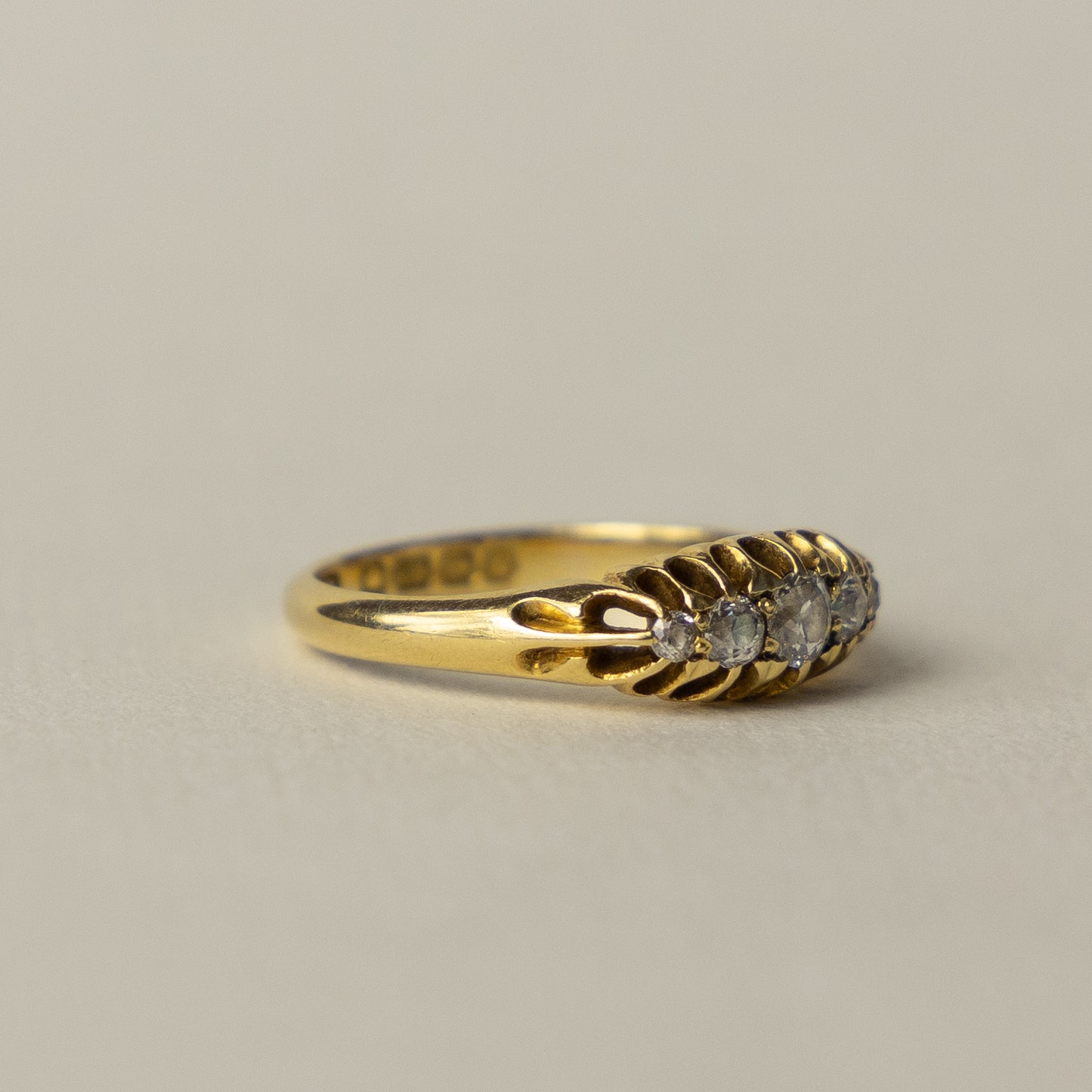 antique 18 carat Edwardian diamond boat ring