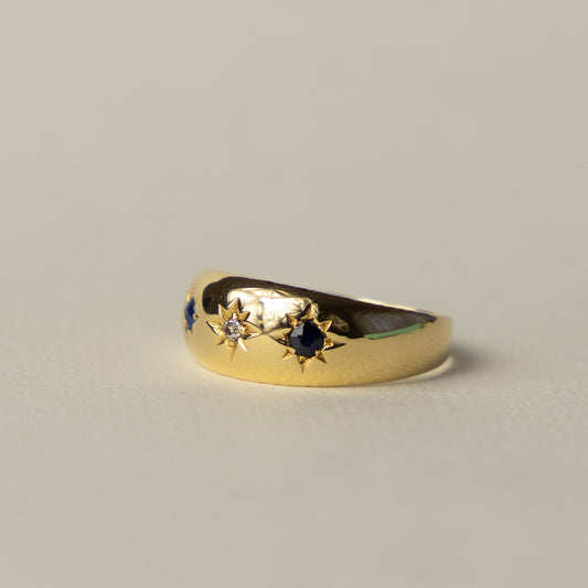 antique 18 carat gold Edwardian starbust band ring