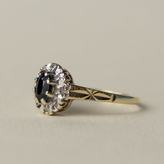 9 carat sapphire diamond halo ring