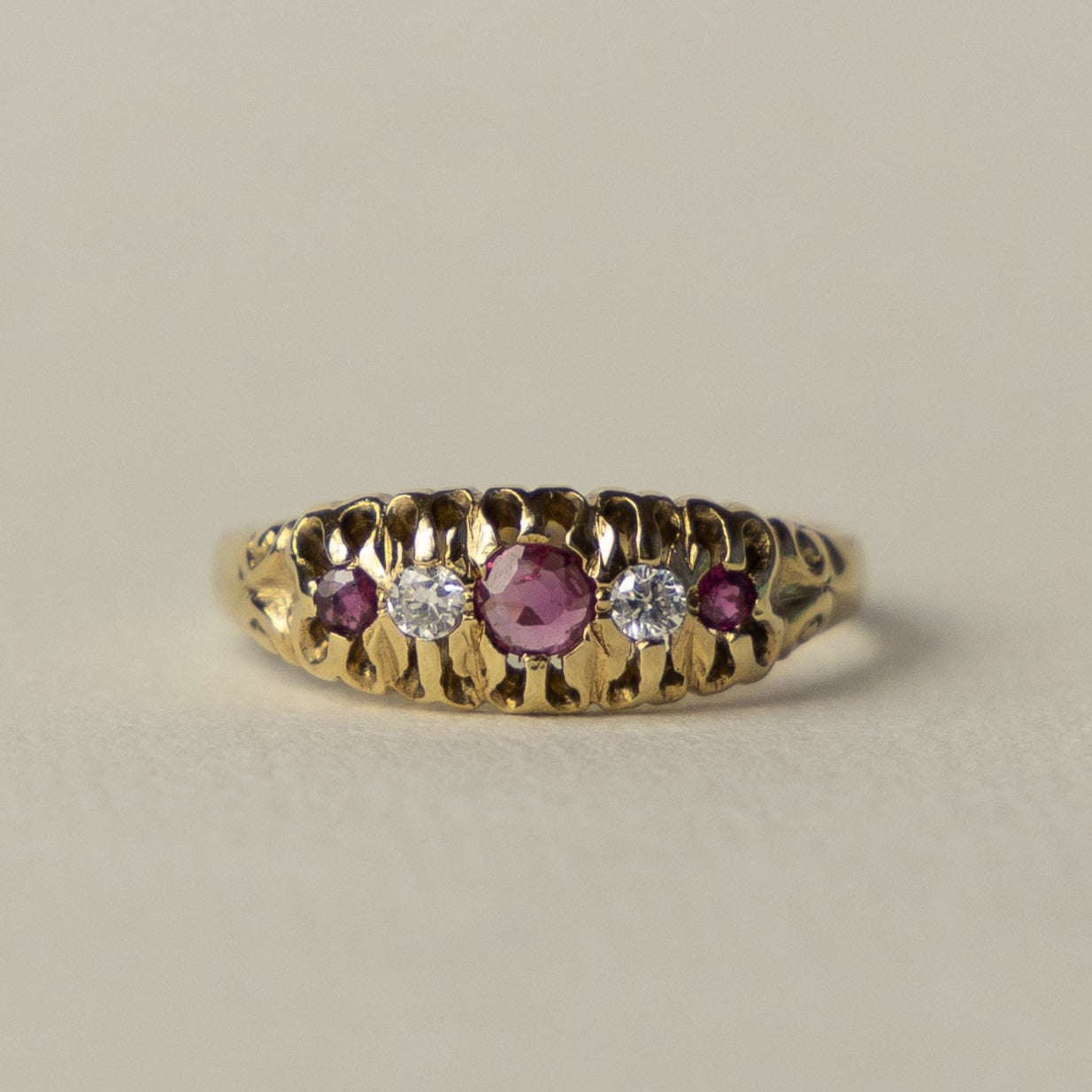9 carat ruby diamond boat ring