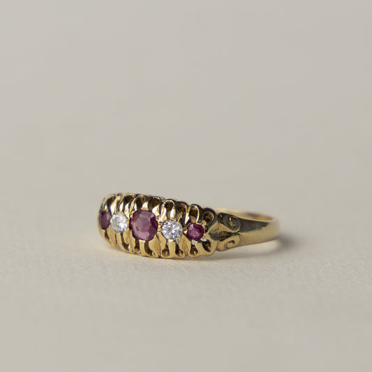 9 carat ruby diamond boat ring