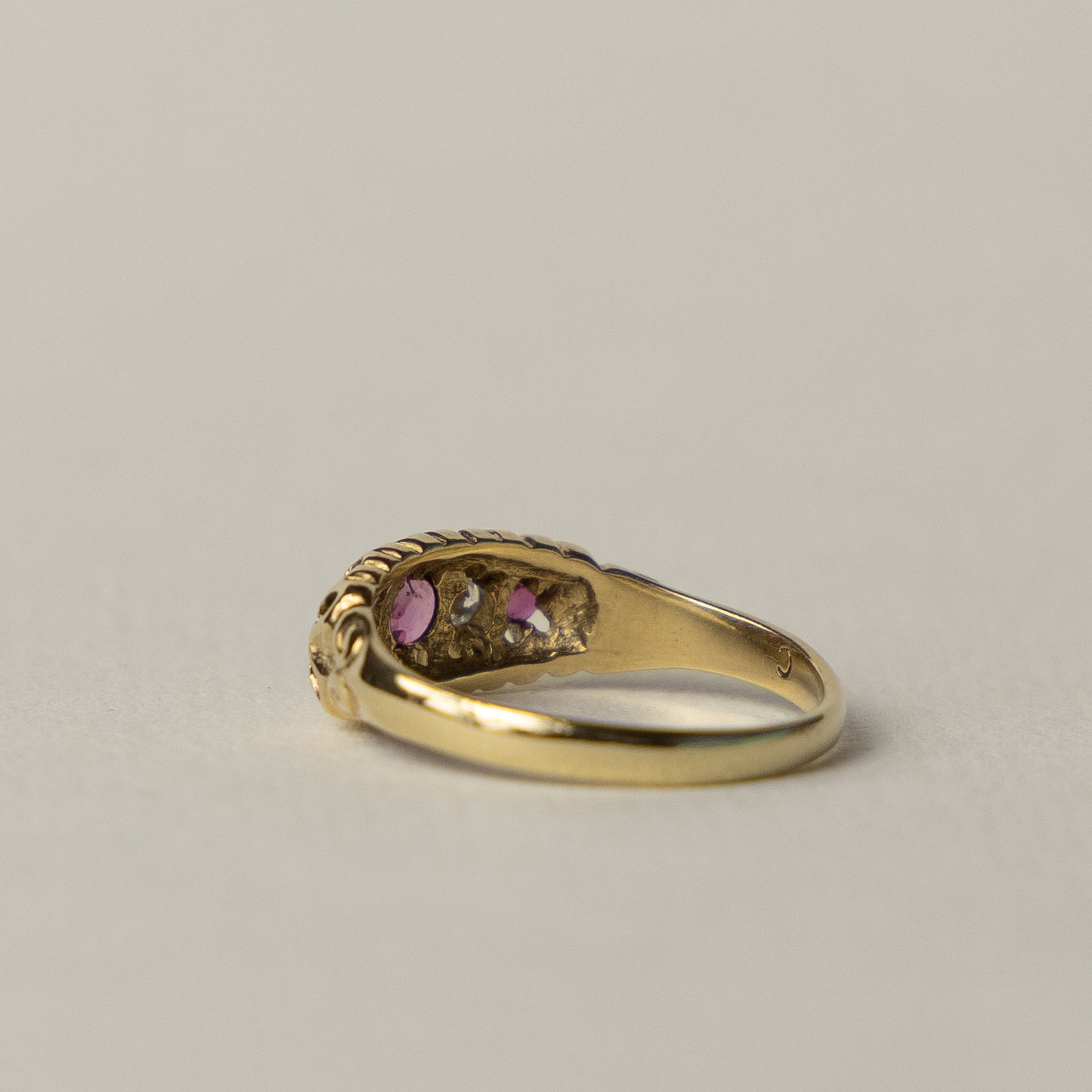 9 carat ruby diamond boat ring