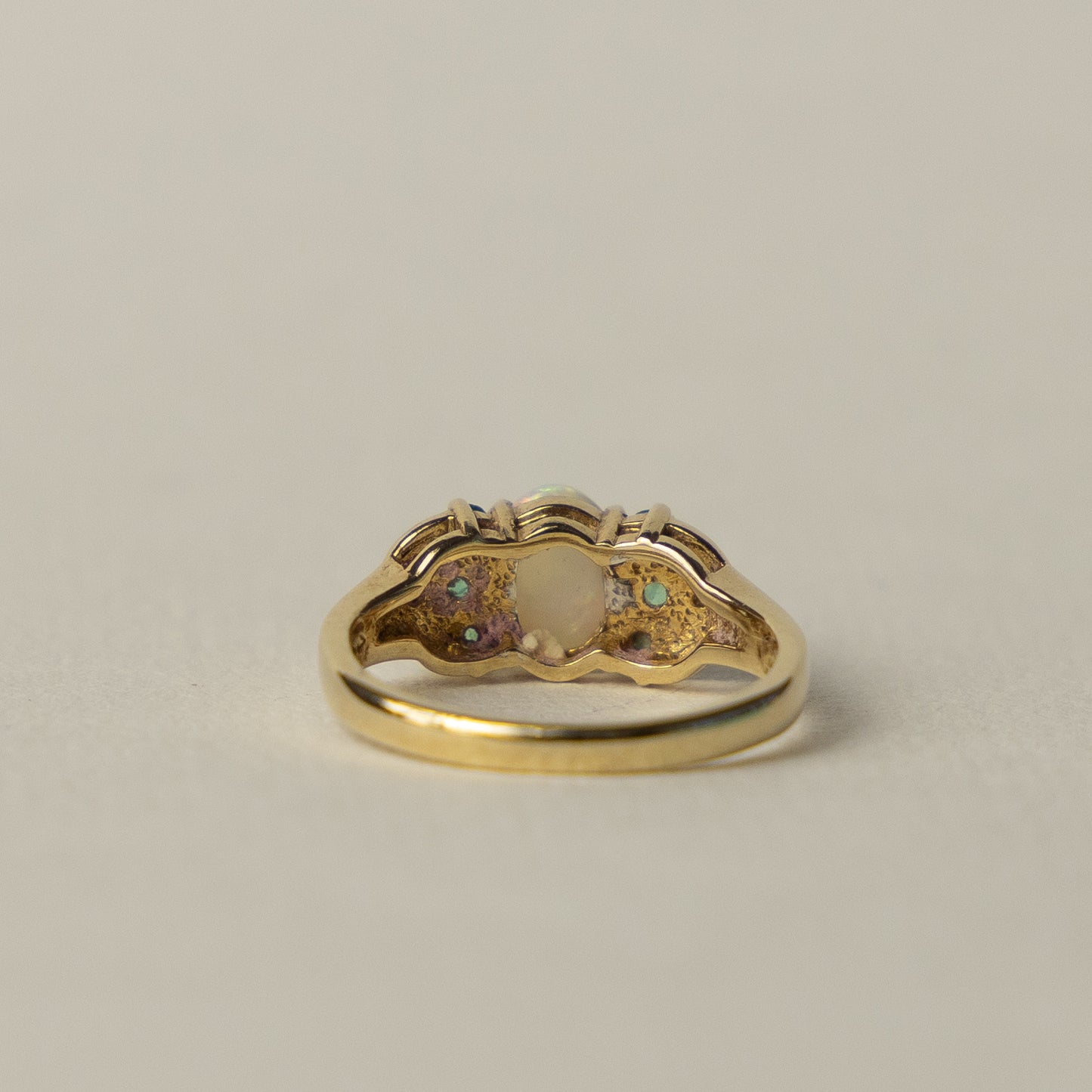 9 carat opal emerald and diamond ring