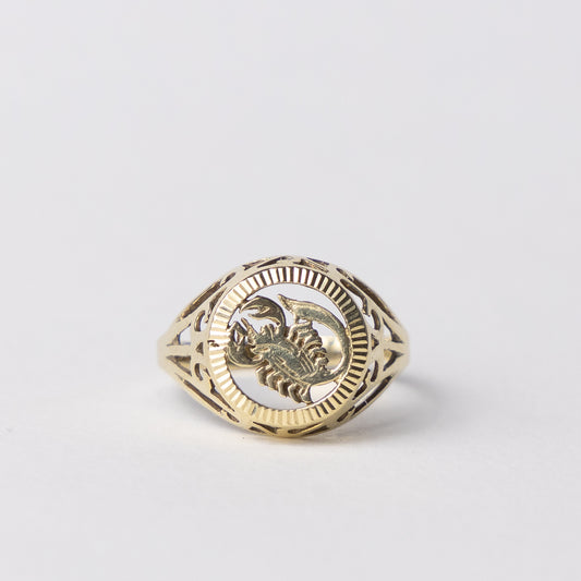 14 carat gold scorpio zodiac sign ring