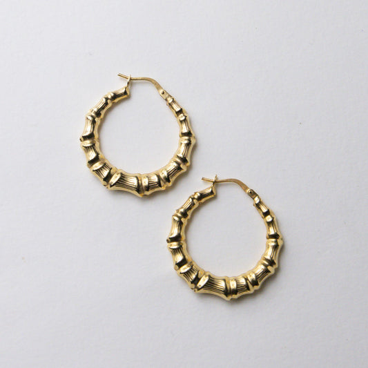9ct bamboo hoops