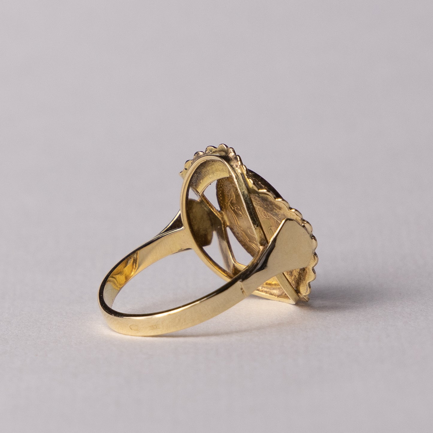 14 carat Mexican peso coin ring with 20 carat coin
