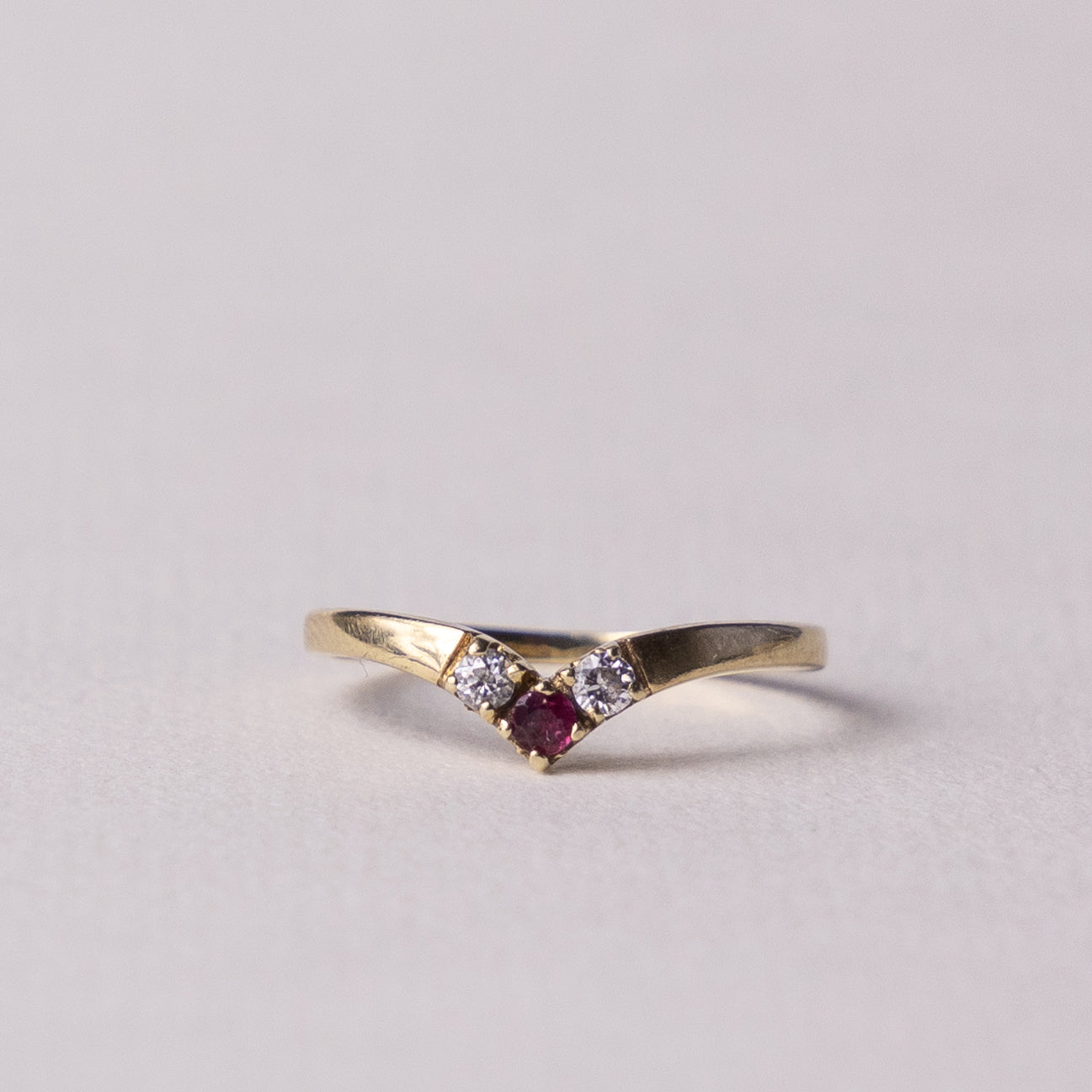 9 carat wishbone ruby zirconia ring