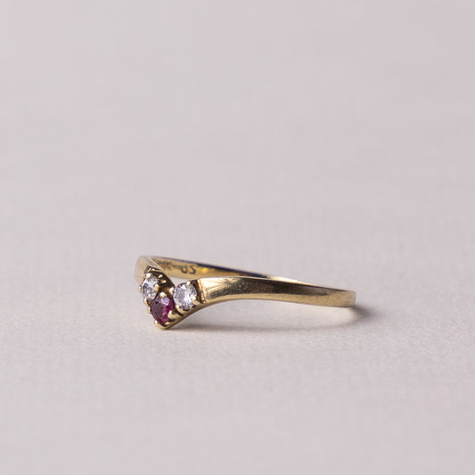 9 carat wishbone ruby zirconia ring