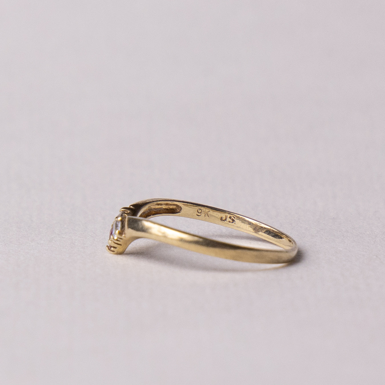 9 carat wishbone ruby zirconia ring