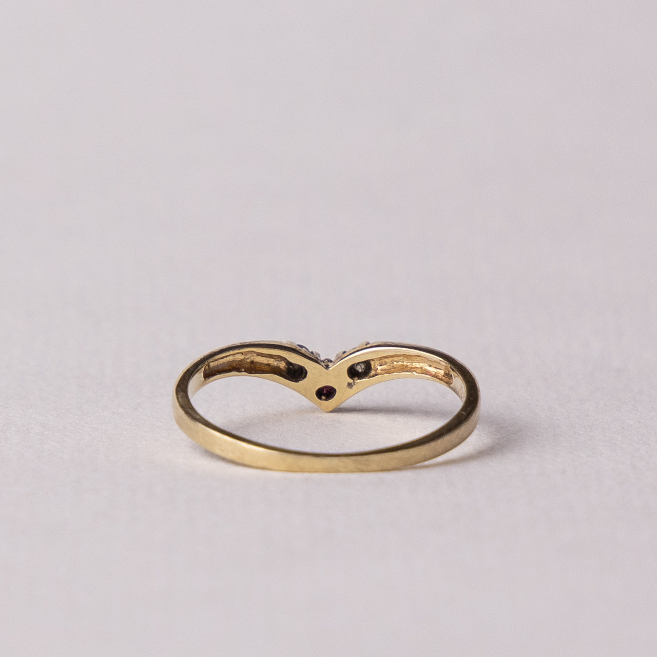 9 carat wishbone ruby zirconia ring
