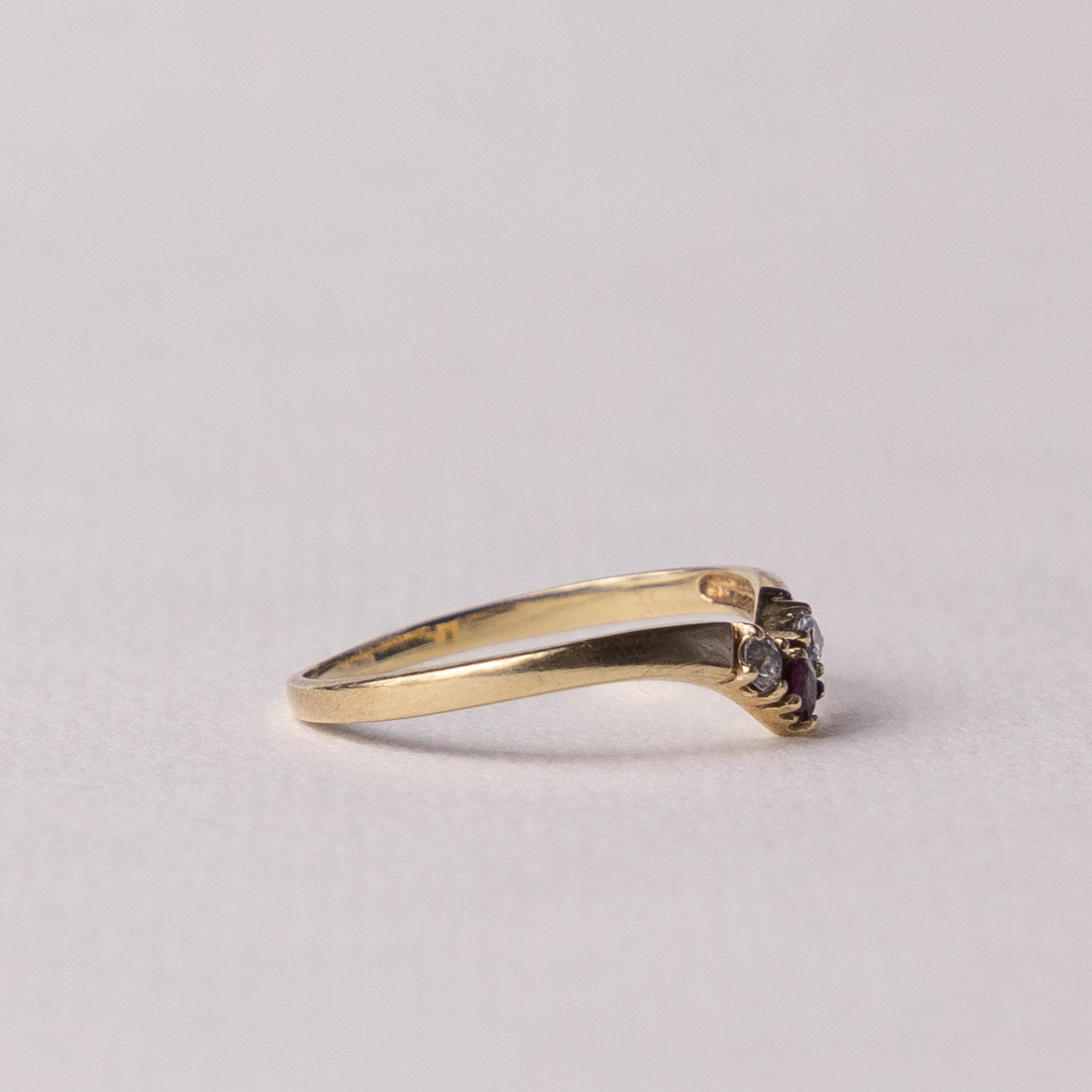 9 carat wishbone ruby zirconia ring
