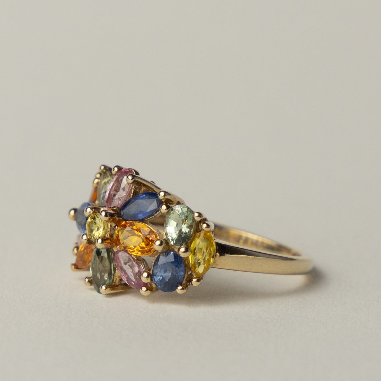 9 carat multi hue sapphire cocktail ring