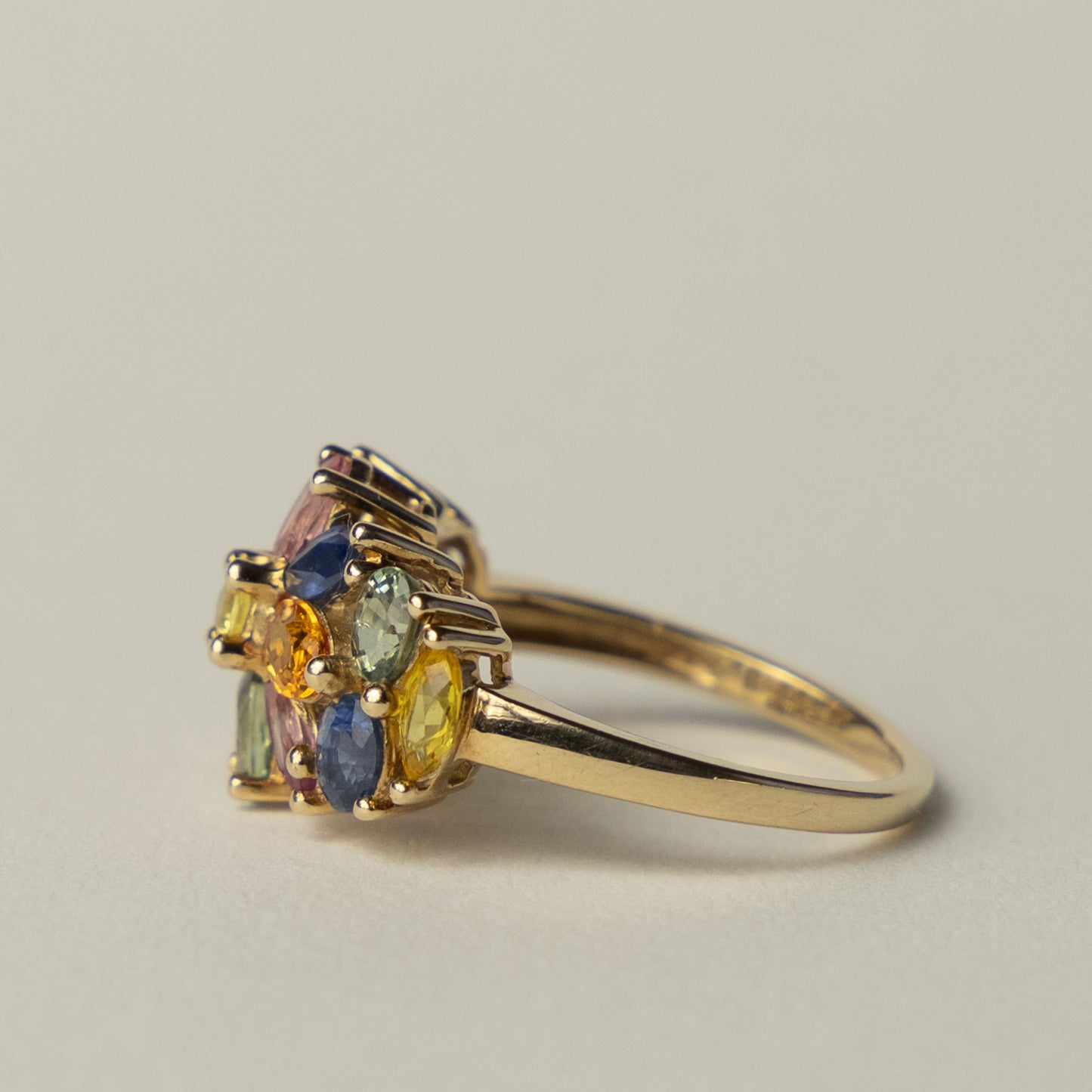9 carat multi hue sapphire cocktail ring