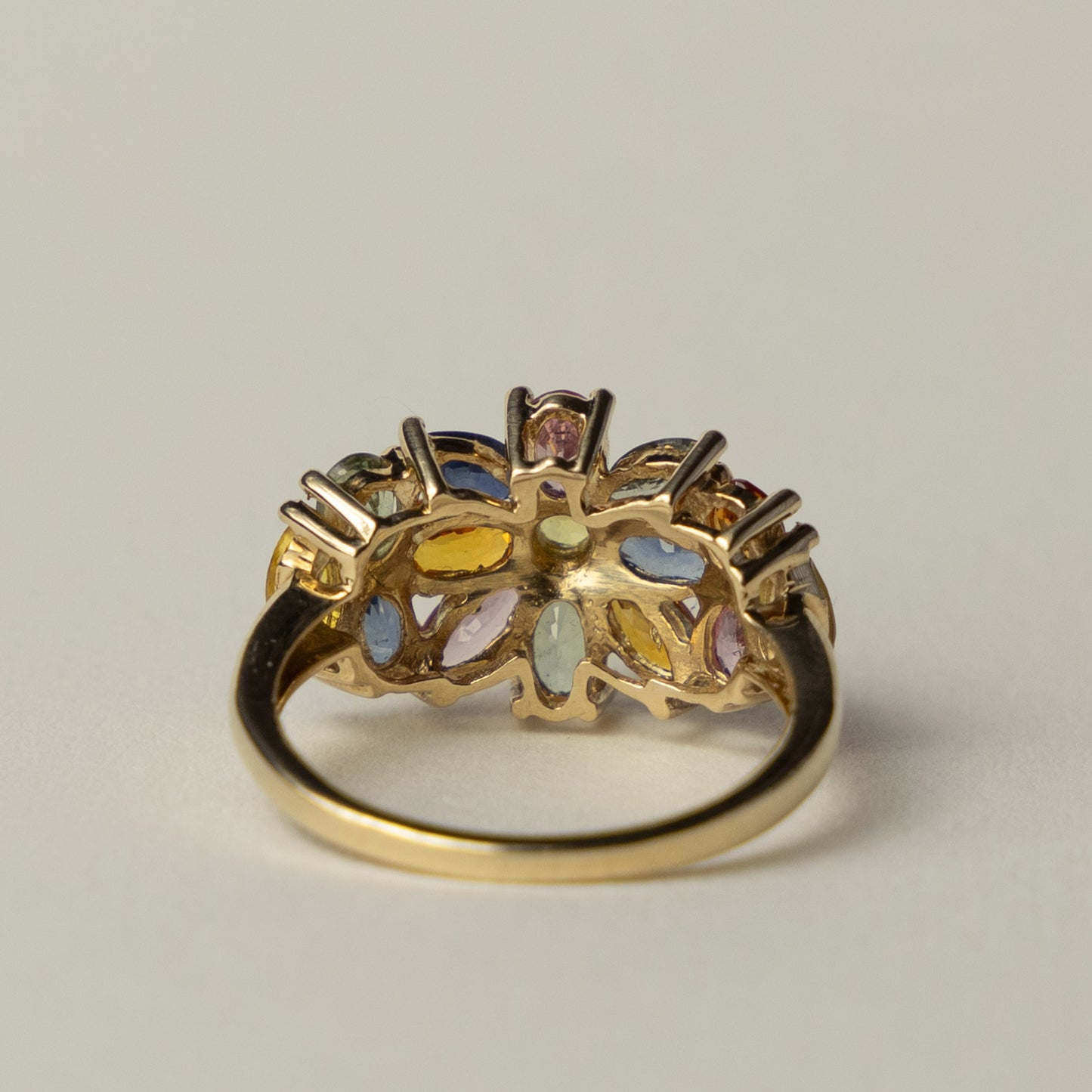 9 carat multi hue sapphire cocktail ring
