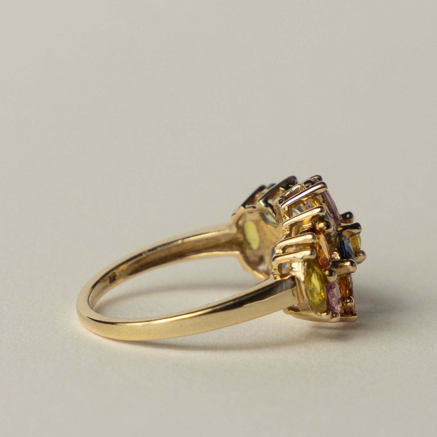 9 carat multi hue sapphire cocktail ring