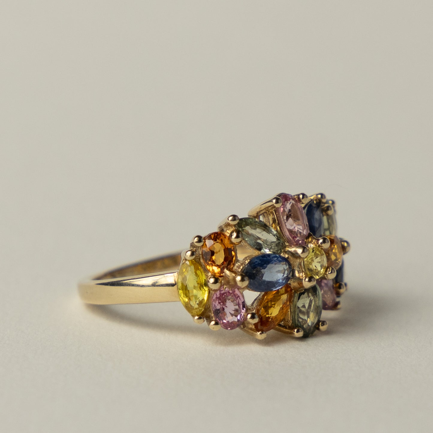 9 carat multi hue sapphire cocktail ring