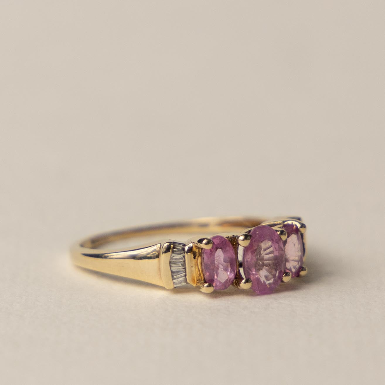 9ct pink topaz & diamond trilogy