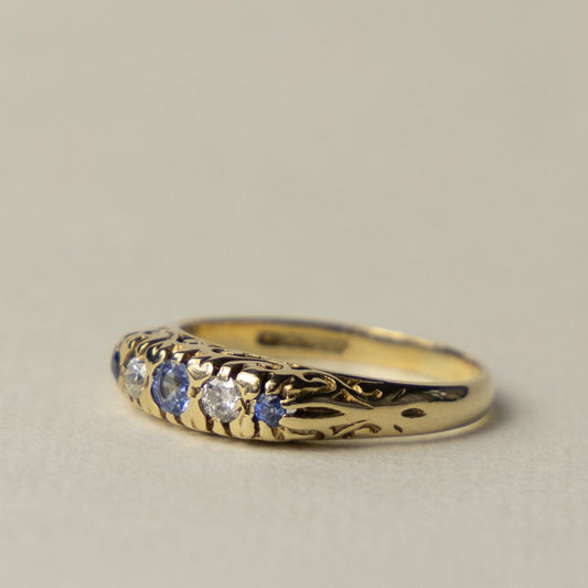 9ct tanzanite & diamond boat ring